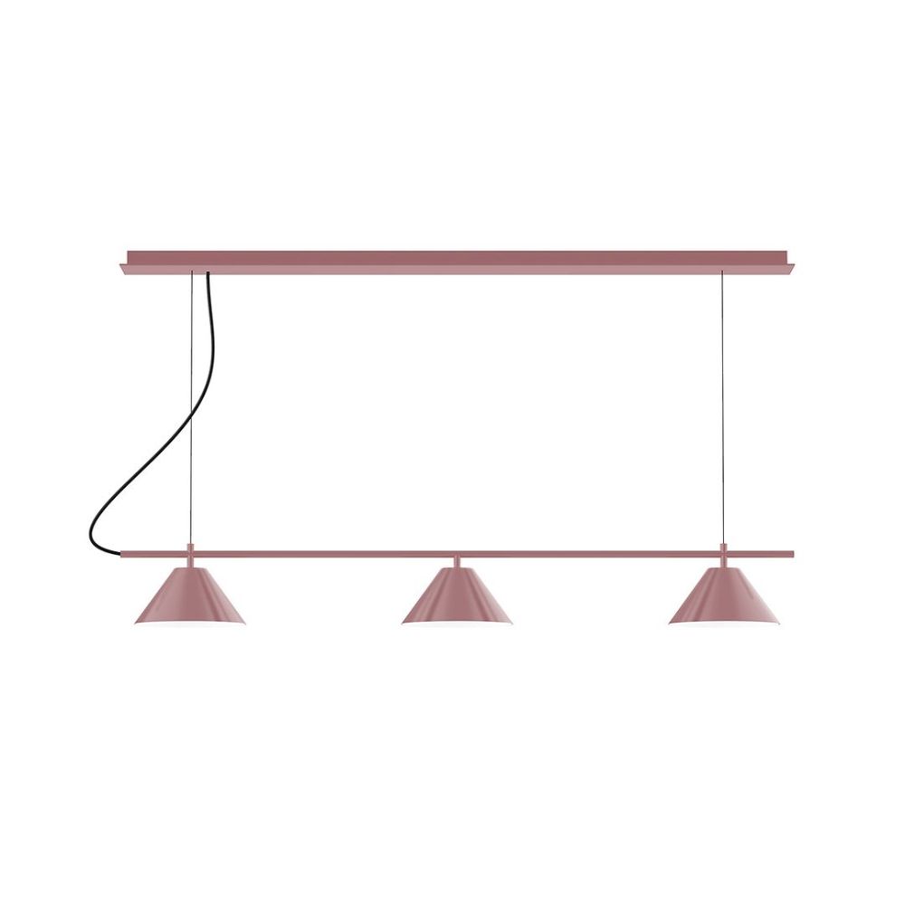Montclair Lightworks CHD421-20-C01 3-Light Linear Axis Chandelier with Brown and Ivory Houndstooth Fabric Cord, Mauve